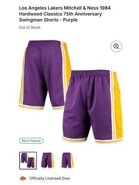 Los Angeles Lakers Mitchell & Ness 1984 Hardwood Classics 75th Anniversary Swing